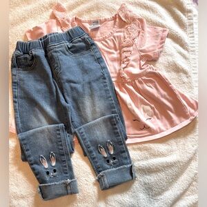 Charming Pink Top and Blue Jeans Set for Kids